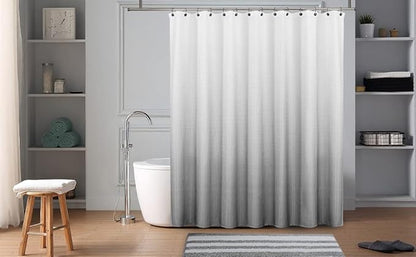 WEST LAKE Waffle Weave Grey Shower Curtain Ombre Water Resistant Hotel Spa Bathroom Decorative Shower Curtain with Grommet No Hook Machine Washable,Gradient White to Grey 70" Wx72 L