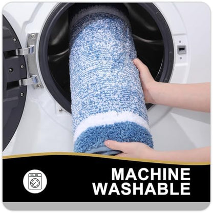 OLANLY Large Bathroom Rugs 44x32, Soft Absorbent Microfiber Bath Rugs, Blue