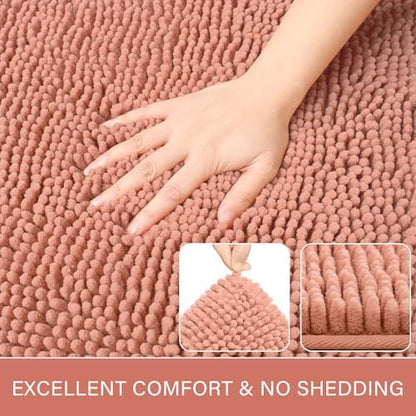 LOCHAS Luxury Bathroom Rug Shaggy Bath Mat 24 x 60 Inch, Pink