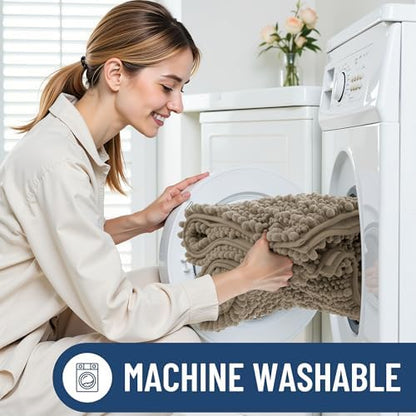 Smiry Bathroom Rugs 40X32, Extra Soft Rubber Backing Chenille Bath Mats