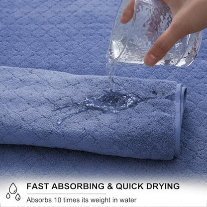 Ycosy 8-Piece Bath Towels Set,2 Oversized Large Bath Sheet,2 Hand Towels and 4 Washcloths - 600 GSM Soft Microfiber Highly Absorbent Quick Dry Shower Towel for Bathroom Hotel and Spa,Air Force Blue