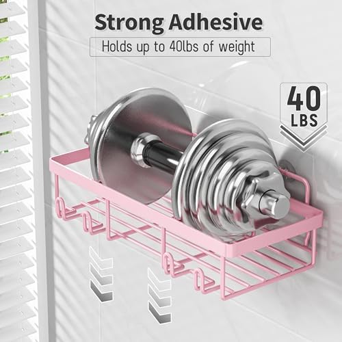 Liuoud 5 Pack Shower Caddy for Inside Shower, Pink Bathroom Decor Set