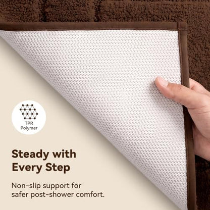 GRANNY SAYS Brown Bathroom Rug 24" x 16", Non-Slip Microfiber Bath Mat
