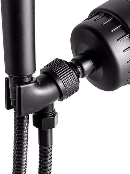 Original StoneStream Adjustable Shower Head Holder Wall Mount, Handheld Shower Arm Bracket, Matte Black Plastic, Universal 1/2 Inch Female to Male Fitting for Detachable Showerheads