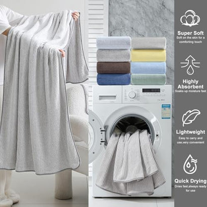 4 Piece Bath Towel Set 35"x70"Oversized Bath Towel for Bathroom Ultra Soft Fluffy Extra Large Bath Sheet Luxury Premium Bathroom Towel Highly Absorbent Quick Dry Shower Towel for Hotel Spa,Beige White