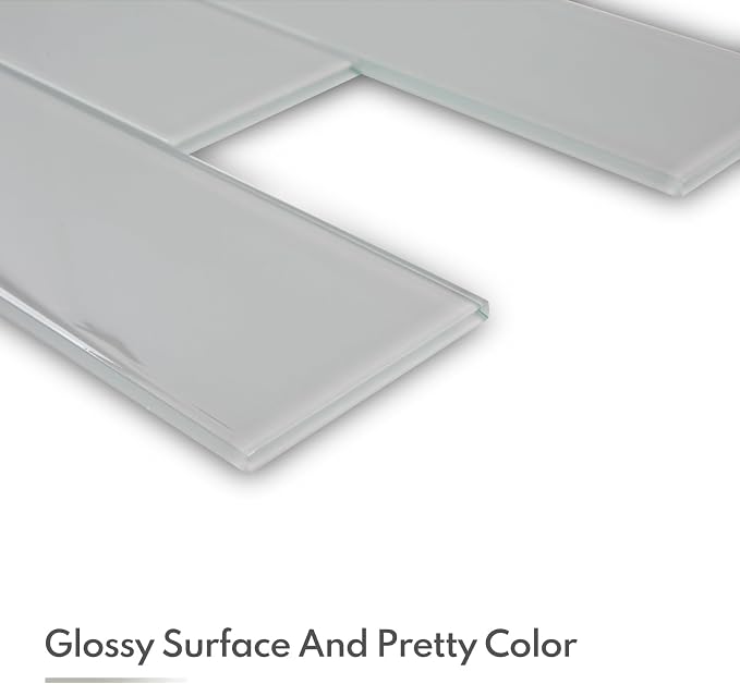 Warm Grey Glass Subway Tile, Glass for Bathroom Kitchen Shower Backsplash Wall, 4 x 12 Inches, 4 Sq.Ft.
