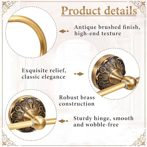 2 Pcs Antique Toilet Paper Holder Hand Towel Ring, Style 3