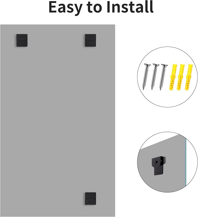 CILIBER Frameless Mirror, 55x36 Mirrors for Wall, Large Bathroom Mirror for Over Sink, Rectangle Frameless Vanity Mirror with Polished Edge, 3mm Tempered Glass, Hangs Horizontally or Vertically