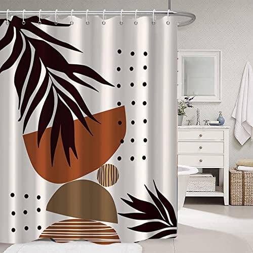 Mid Century Terracotta Shower Curtain for Bathroom 72x96 Inch