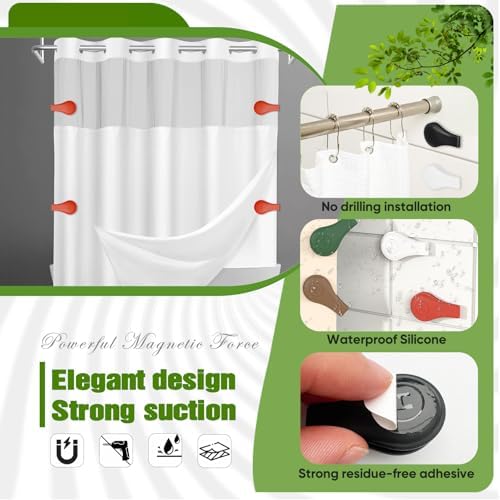 4-Pack Magnetic Silicone Shower Curtain Clips, Keep Liner Closed, Red