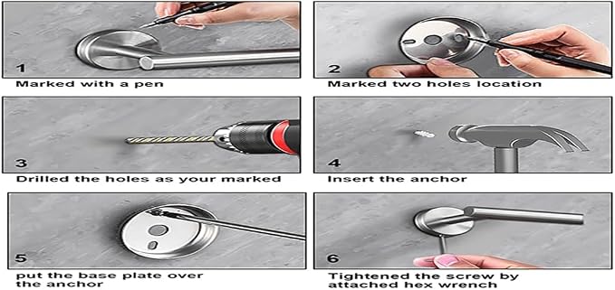 15sets 24inch Brushed Nickel Bathroom Hardware Set, Include 3PCS 24inch Towel Bar, 6PCS Robe Hook, 3PCS Towel Ring, 3PCS Toilet Paper Holder