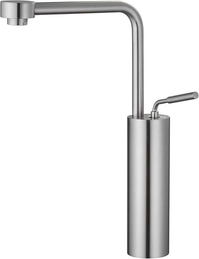 Bathroom Faucet Tall Vessel Sink Faucet Brushed Nickel - Bathroom Vanity Sink Faucet One Hole Single Handle Solid Brass, with Water Supply Hoses