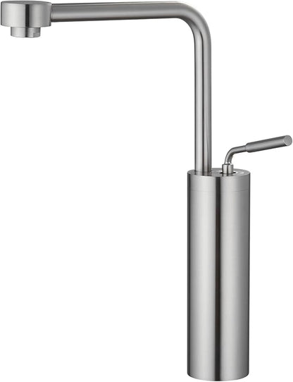 Bathroom Faucet Tall Vessel Sink Faucet Brushed Nickel - Bathroom Vanity Sink Faucet One Hole Single Handle Solid Brass, with Water Supply Hoses