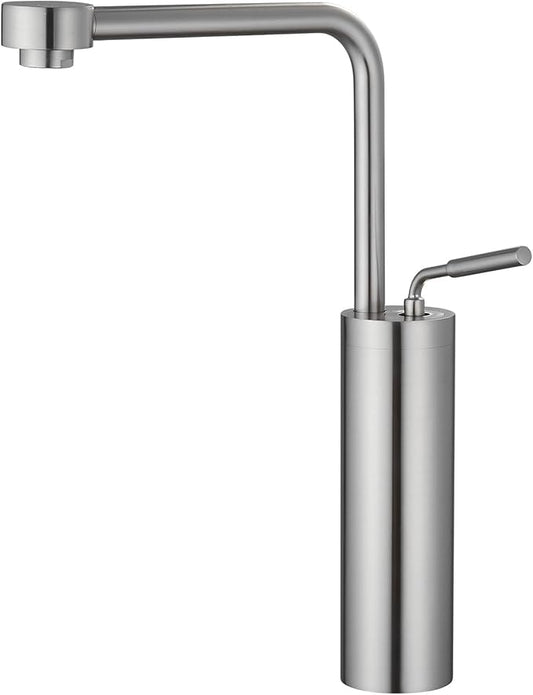 Bathroom Faucet Tall Vessel Sink Faucet Brushed Nickel - Bathroom Vanity Sink Faucet One Hole Single Handle Solid Brass, with Water Supply Hoses