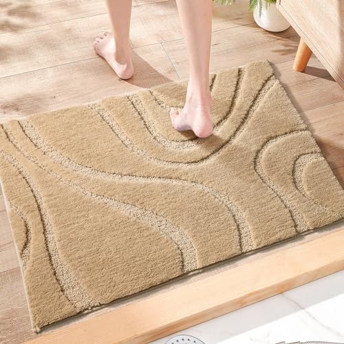 DEXDE Bathroom Rugs Non Slip Bath Mats Carpet for Shower Floor 20x32 Beige
