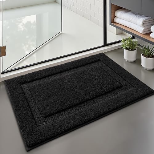 LUMI Ultra Soft Bathroom Rugs Absorbent, Non Slip Bath Mat 24x36, Black
