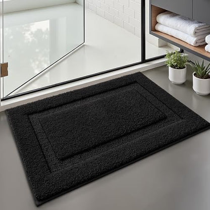 LUMI Ultra Soft Bathroom Rugs Absorbent, Non Slip Bath Mat 24x36, Black