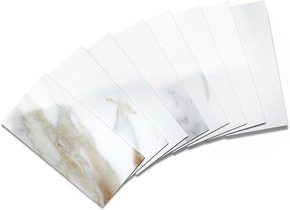 Yipscazo Peel and Stick backsplash 3 x 6 Inches 3D PVC Composite Wall Tile Stick on Backsplash Tile for Kitchen Bathroom, Laundry Room, Fireplace(Polished Marble, 160 Pieces)