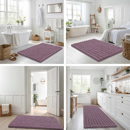 Smiry Bathroom Rugs 48X32, Extra Soft Rubber Backing Chenille Bath Mats