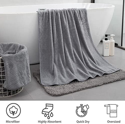 Ycosy 2 Pack Hand Towels Set 16"x31",Grey Towel Set for Bathroom,Quick Dry Thick and Highly Absorbent Hand Towel,Ultra Soft Microfibers Premium Towel Set for Bathroom Hotel,Spa,Gym