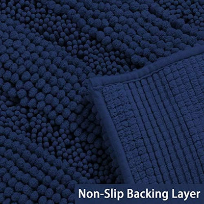 Turquoize Bathroom Rug Set, 2 Piece Soft Absorbent Chenille Bath Rug Set