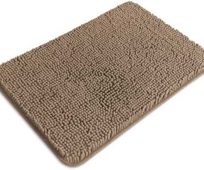 Taupe Bathroom Rugs – Absorbent and Washable Bath Mat, Non-Slip, Thick Soft Chenille Bath Rugs for Bathroom Floor, Shower, Sink - 17" x 24"