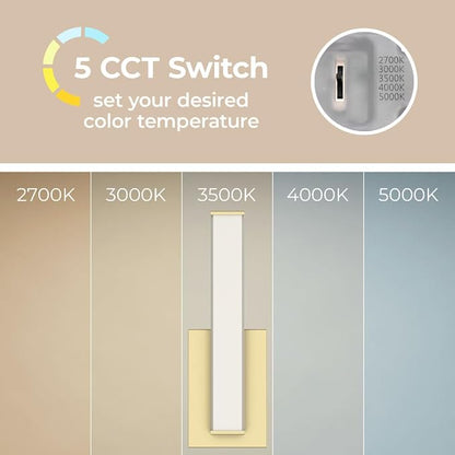 Edge Advantage 36in LED Bathroom Vanity and Wall Light 35W 3,200 Lumens 5-CCT Selectable 2700-3000-3500-4000-5000K in Aged Brass with Adjustable Backplate