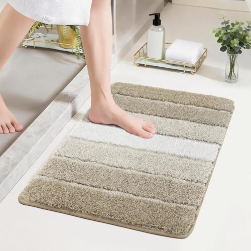 COSY HOMEER Bathroom Rugs 24x17,Ultra Soft Absorbent Bath Mat,Beige