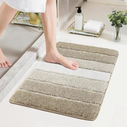 COSY HOMEER Bathroom Rugs 24x17,Ultra Soft Absorbent Bath Mat,Beige
