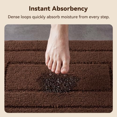 GRANNY SAYS Brown Bathroom Rug 24" x 16", Non-Slip Microfiber Bath Mat