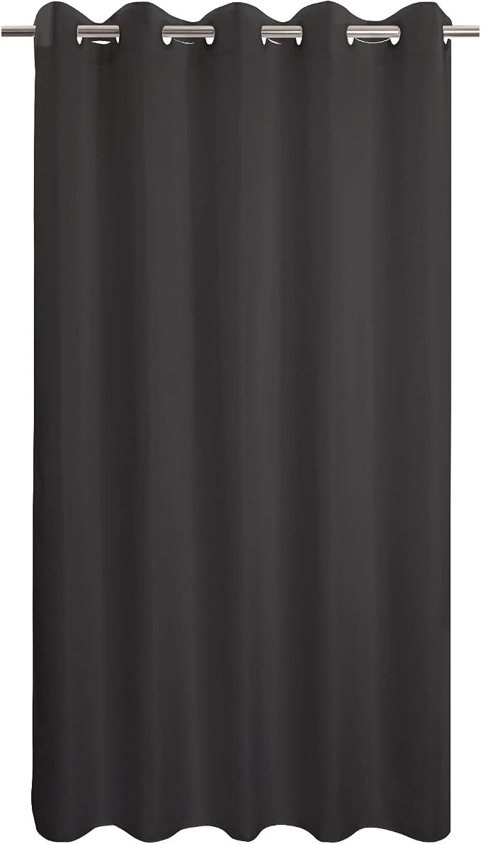 River Dream Extra Long Shower Curtain No Hooks or Liner Needed, Black | Soft Microfiber, 84" Long Fabric Shower Curtain Set Waterproof, Bottom Magnets, Machine Washable, 71W x 86H(84H)