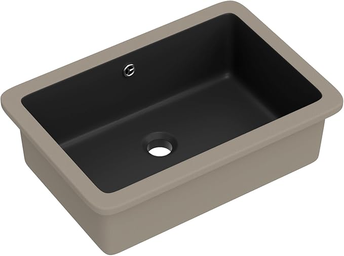 18x12 Inch Black Rectangle Undermount Bathroom Sink | Interior Bowl Size 16"W x 11"D, Ceramic, Rectangular Bottom, Easy to Clean, with Overflow, Ideal for Bathroom, Lavatory