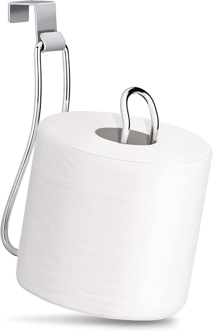 Over the Tank Toilet Paper Holder, Metal Toilet Paper Holder, Chrome | Toilet Paper Roll Holder, Bathroom Toilet Paper Storage, Space Saving for Bathroom