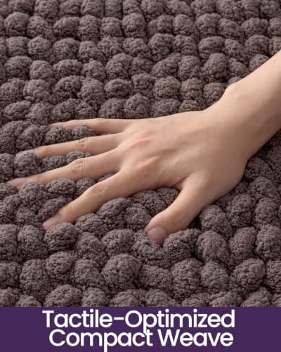 DEXI Bathroom Rug 30x17, Non Slip Washable Chinelle Bath Mat, Dark Taupe
