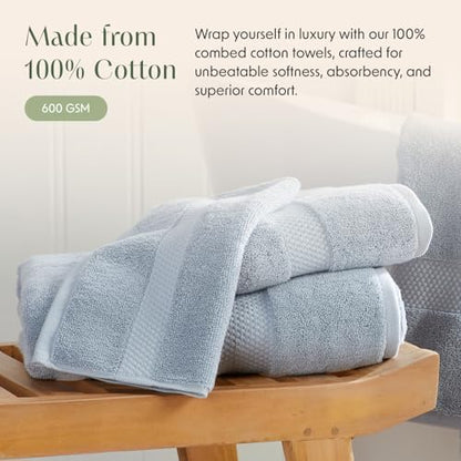 Springtree Home 100% Cotton Luxury Hotel Bath Towel Set | 6-Piece Set Blue
