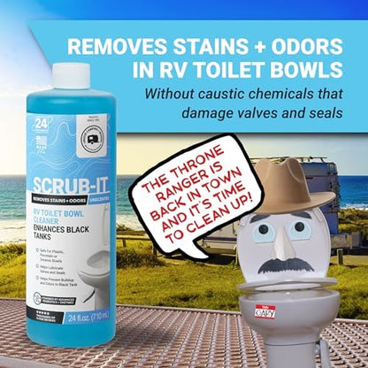 Unique Scrub-It Liquid RV Toilet Bowl Cleaner, Helps Lubricate Seals, 24 oz