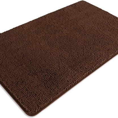 Bathroom Rugs 30 x 50 Inch – Extra Large Bath Mat | Absorbent and Washable Thick Chenille Bath Rugs Non-Slip Runner Rug for Bathroom, Shower, Tub(Brown)