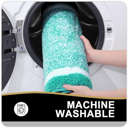 OLANLY Bathroom Runner Rugs 47x24, Long Bath Mats for Bathroom Floor, Green