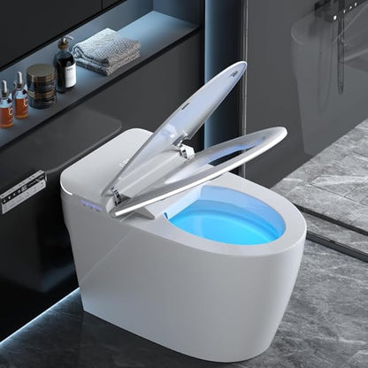 Luxury Smart Toilet with Foam Shield Auto-Open/Close Lid | Heated Seat for Bathrooms, Multiple Cleaning Modes,Aromatic Spray,Air Purification,Foot Sensor