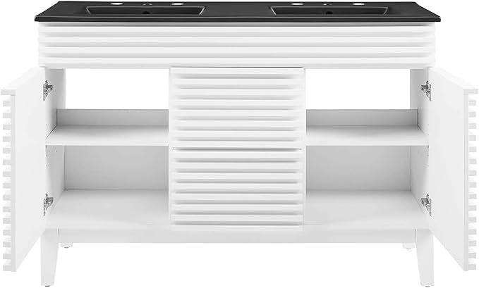 Modway Render 48" Double Bathroom Vanity in White Black