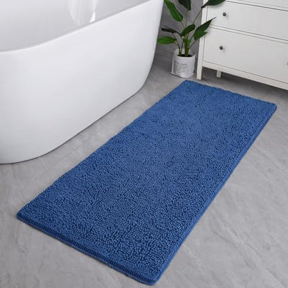 LOCHAS Luxury Bathroom Rug Shaggy Bath Mat 24 x 60 Inch, Blue