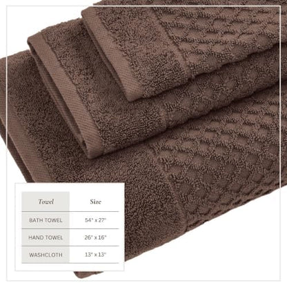 Great Bay Home Bath Towels - 100% Cotton 6 Piece Towel Set - Diamond Waffle Weave - Absorbent, Durable, Quick-Dry Towels for Bathroom (Chocolate)