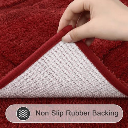 SHACOS Soft Microfiber Bathroom Rugs Set of 2 Pieces, Red