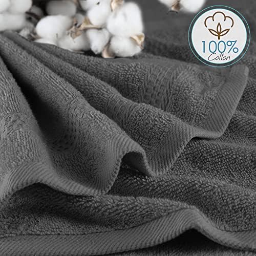 Hearth & Harbor Washcloths 12 Pack - 100% Cotton Washcloth for Body and face, High Absorbent and Soft 13"x13" Body Wash Cloth, Quick Dry - Dark Grey Washcloths