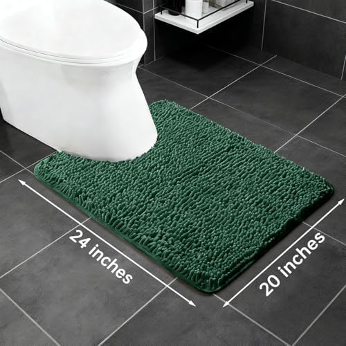 Yeaban Toilet Rugs U-Shape 20"x24", Dark Green
