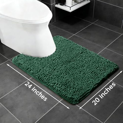 Yeaban Toilet Rugs U-Shape 20"x24", Dark Green