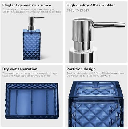 Bathroom Accessory Set, 5 PCS Blue Bathroom Accessories Sets