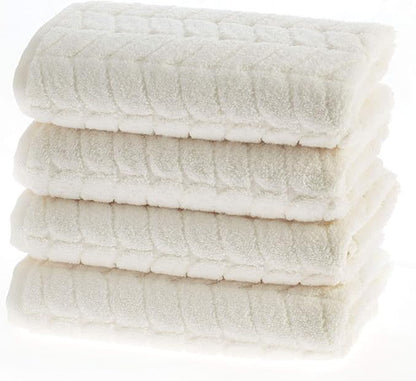 BAGNO MILANO Turkish Cotton Bath Towels, Hand Towels - Soft Plush Jacquard Collection Luxury Towels Set (Cream, Hand Towel Set of 4)