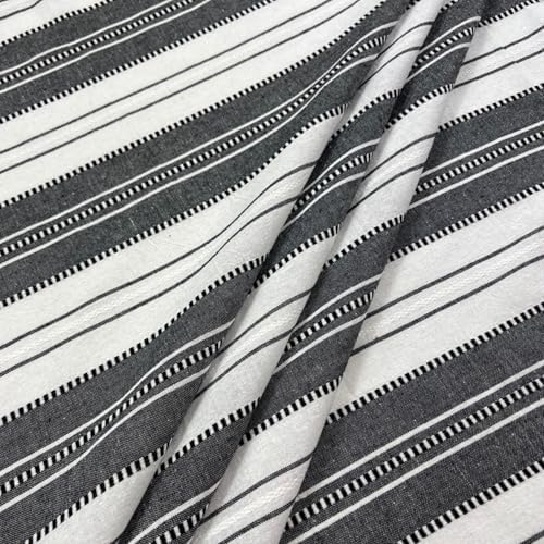 Serafina Home Black & White Striped Cotton Bathroom Shower Curtain, 70x72