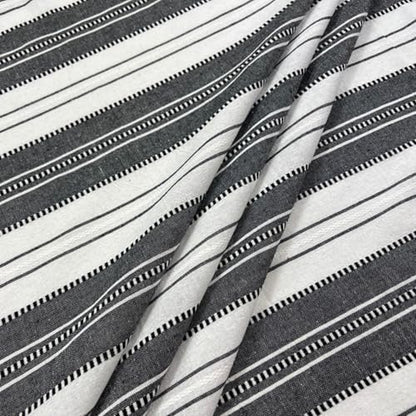 Serafina Home Black & White Striped Cotton Bathroom Shower Curtain, 70x72